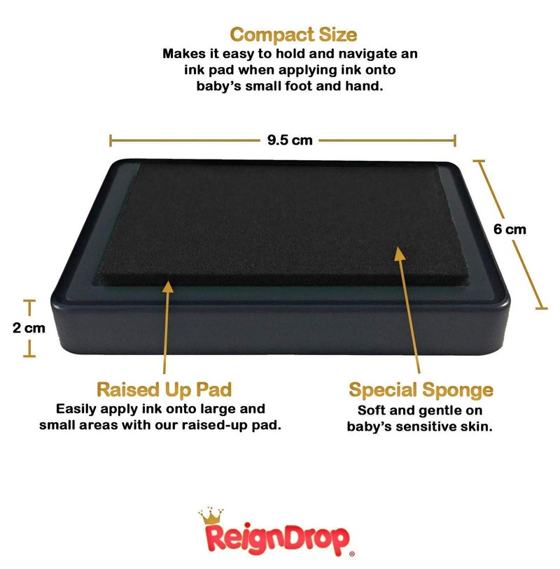 ReignDrop وسادة حبر رين دروب لطباعة بصمة قدم ويد الطفل - تخلق طابع تذكاري رائع يدوم طويلاً للرضع والأطفال. مقاومة للتلطيخ، سهلة المسح عن الجلد، آمنة ولطيفة خالية من الأحماض (أزرق داكن) - Image 3